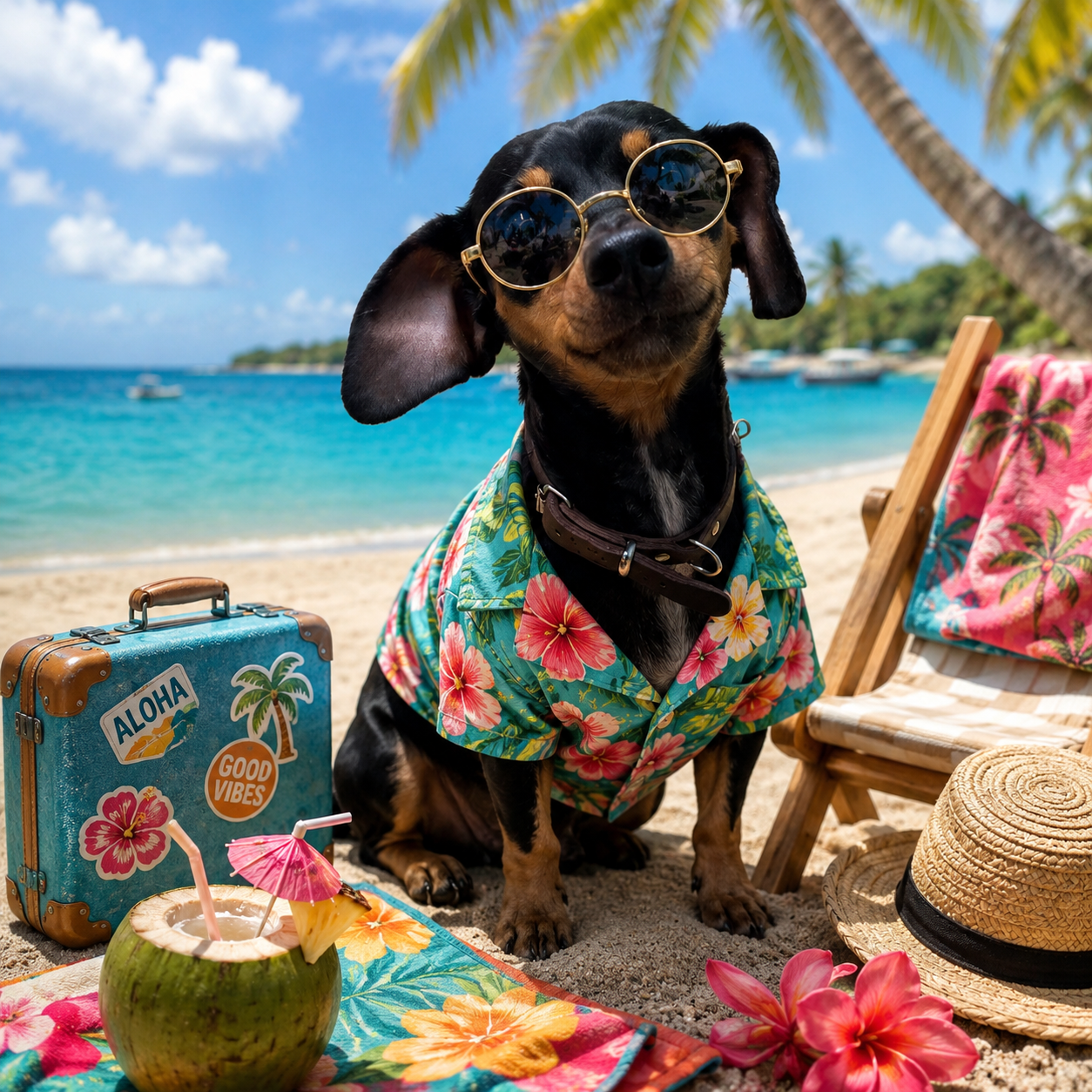 Vakantie hond op het strand